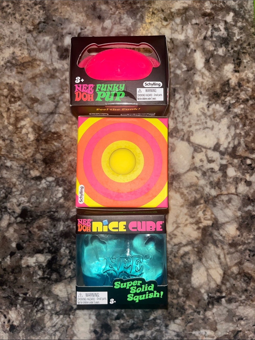 NEEDOH BUNDLE of 3- nice cube(blue), color change(yellow), funky pup(bright pink
